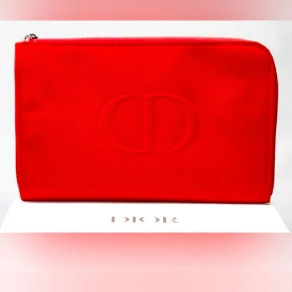 DIOR Beauty RED Cosmetic  Bag clutch Pouch case TROUSSE canvas Bundle
